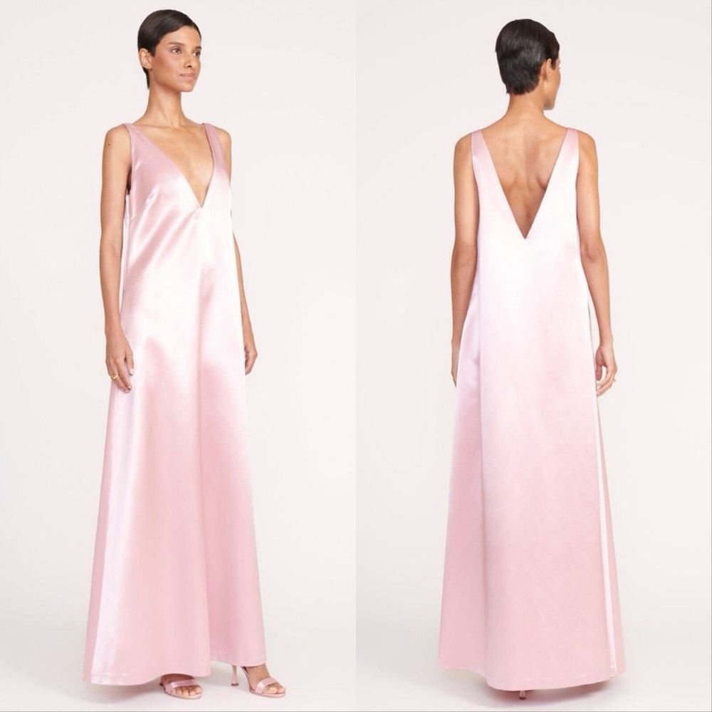 STAUD Pink V-Neck Sleeveless Maxi Dress